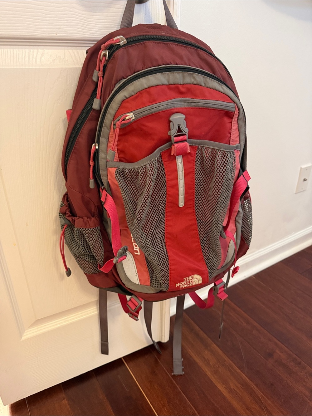 The North Face Red and Gray Daypack Backpack